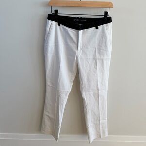 Zara Cropped White Pants with Black Trim